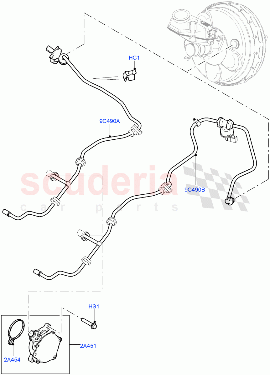 Vacuum Control And Air Injection (Vacuum Pump & Brake Booster Vacuum Control) (2.0L 16V TIVCT T/C 240PS Petrol, Halewood (UK), Starter - Stop/Start System) of Land Rover Land Rover Discovery Sport (2015+) [2.0 Turbo Petrol GTDI]