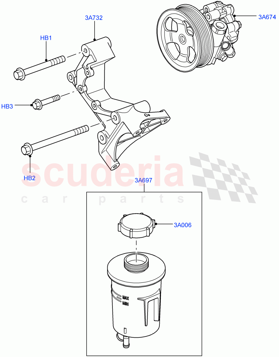 Power Steering Pump Mounting (Cologne V6 4.0 EFI (SOHC)) ((V) FROMAA000001) of Land Rover Land Rover Discovery 4 (2010-2016) [2.7 Diesel V6]