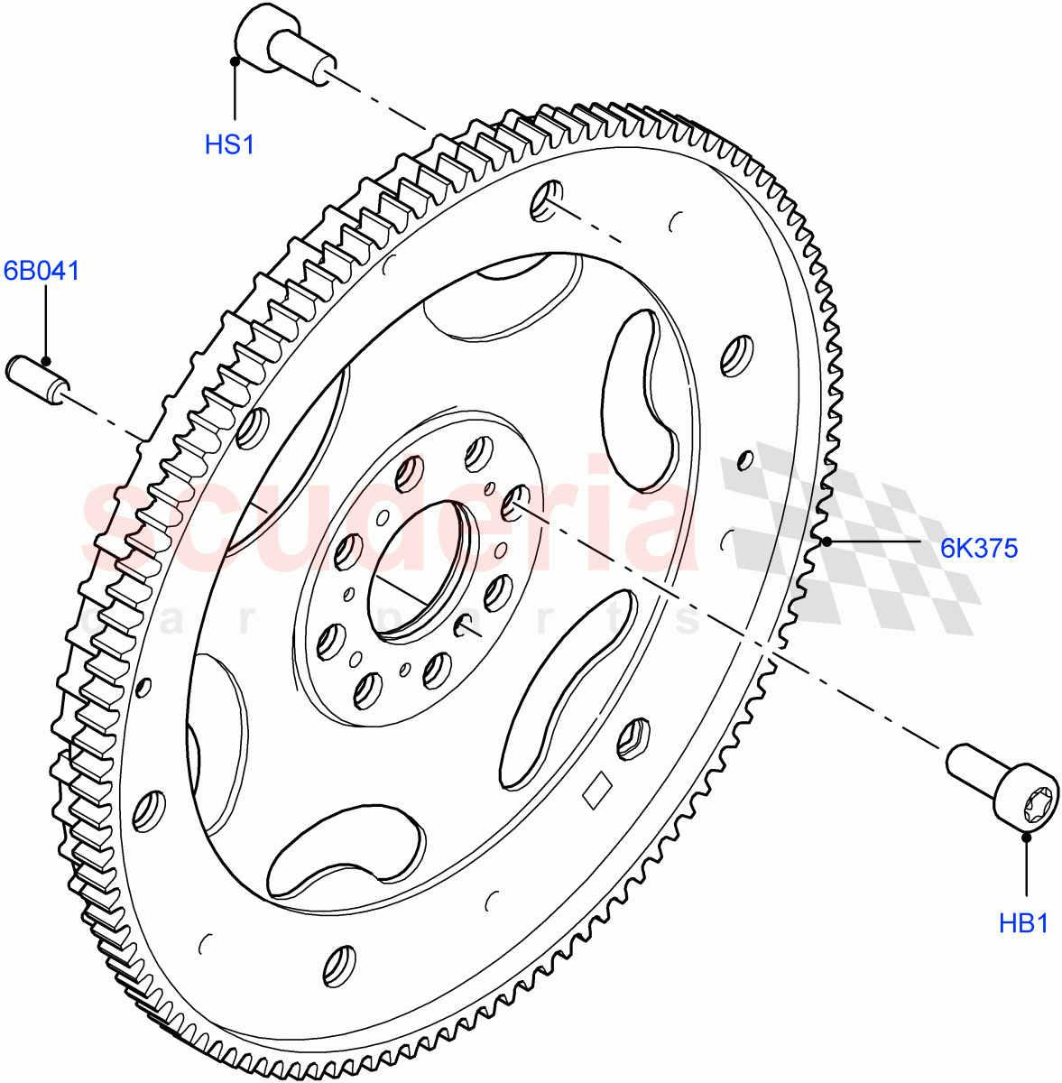 Flywheel (3.0L AJ20D6 Diesel High) ((V) FROMLA000001) of Land Rover Land Rover Range Rover Sport (2014+) [3.0 I6 Turbo Diesel AJ20D6]