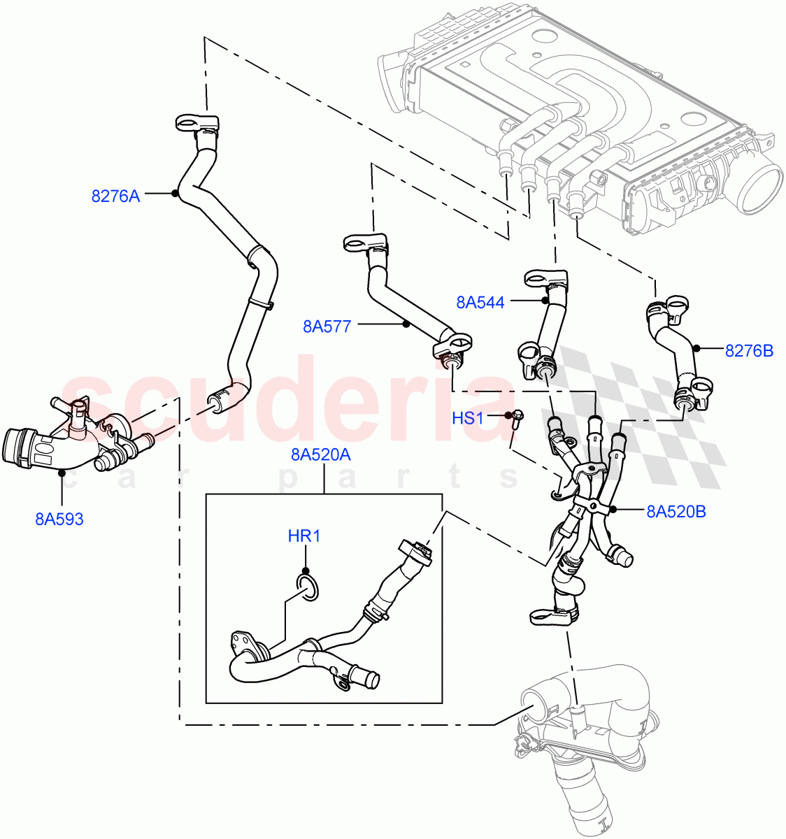 Cooling System Pipes And Hoses (Intercooler) (3.0L AJ20D6 Diesel High) ((V) FROMM2000001) of Land Rover Land Rover Defender (2020+) [3.0 I6 Turbo Diesel AJ20D6]