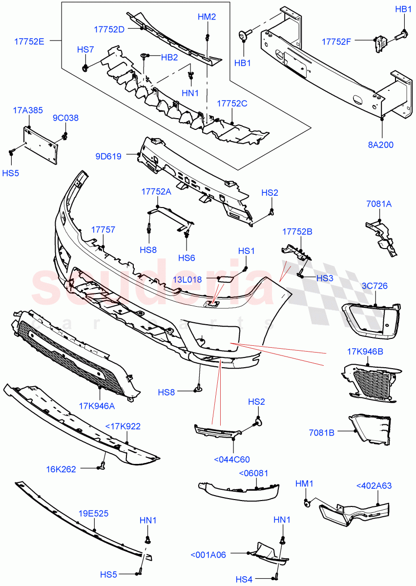 Radiator Grille And Front Bumper (Version - Core, Non SVR) ((V) FROMJA000001) of Land Rover Land Rover Range Rover Sport (2014+) [2.0 Turbo Diesel]