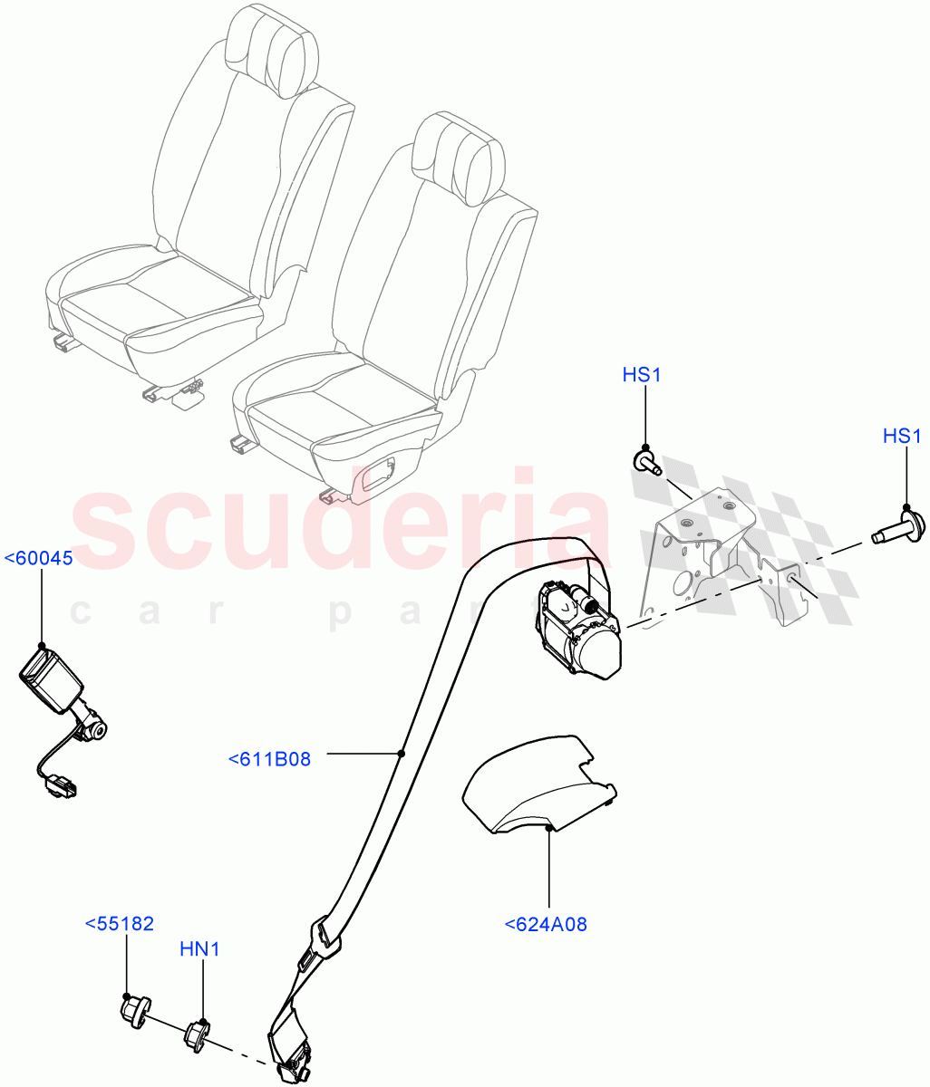 Rear Seat Belts (With 40/40 Split Individual Rr Seat, With 2 Rear Small Individual Seats, Individual 2nd Row Seats SV) of Land Rover Land Rover Range Rover (2012-2021) [3.0 Diesel 24V DOHC TC]