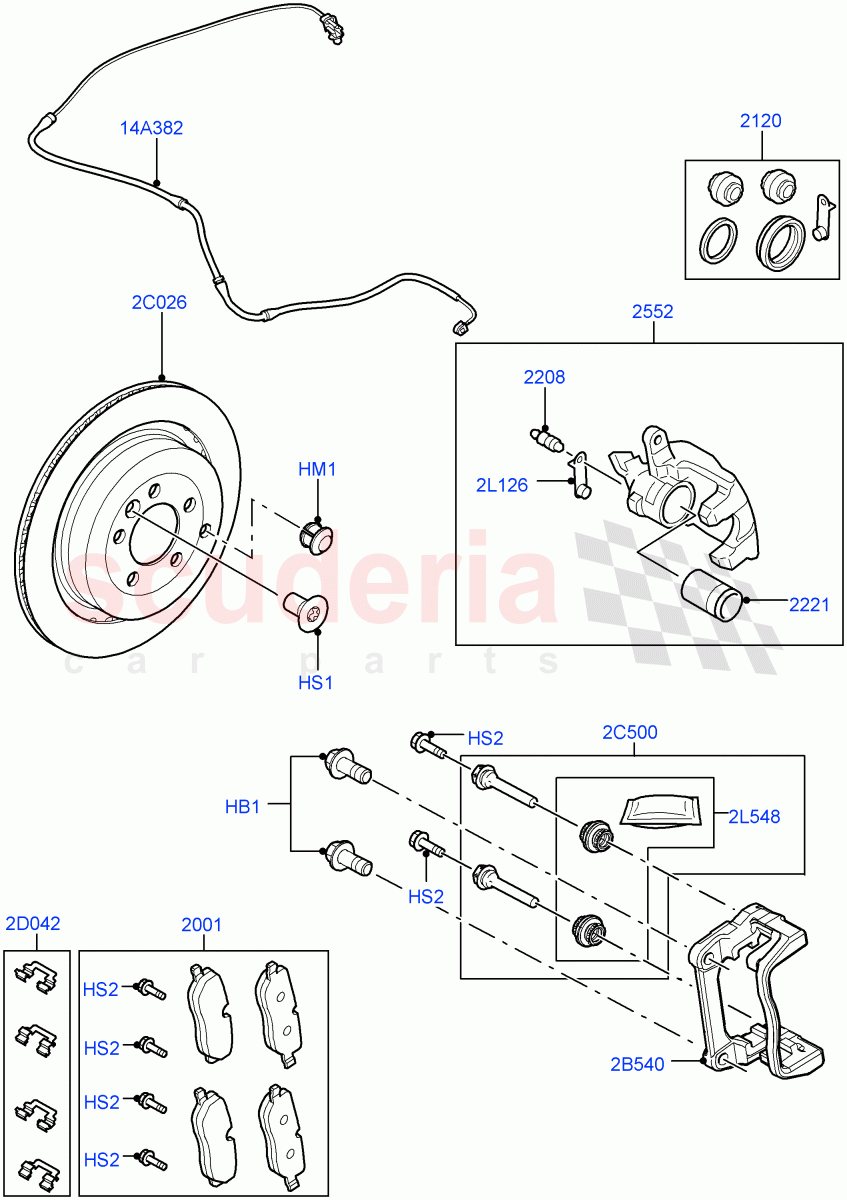 Rear Brake Discs And Calipers ((V) TO9A999999) of Land Rover Land Rover Range Rover Sport (2005-2009) [4.4 AJ Petrol V8]