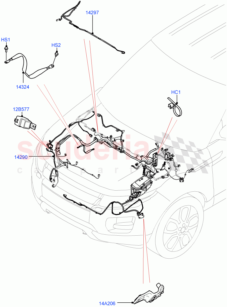 Electrical Wiring - Engine And Dash (Engine Compartment) (Changsu (China)) ((V) FROMEG000001) of Land Rover Land Rover Range Rover Evoque (2012-2018) [2.2 Single Turbo Diesel]