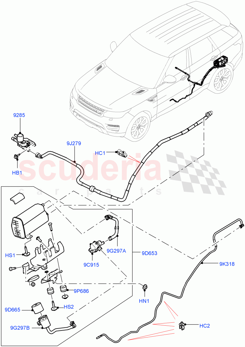 Carbon Canister (2.0L AJ200P Hi PHEV) ((V) FROMJA000001) of Land Rover Land Rover Range Rover Sport (2014+) [2.0 Turbo Petrol AJ200P]