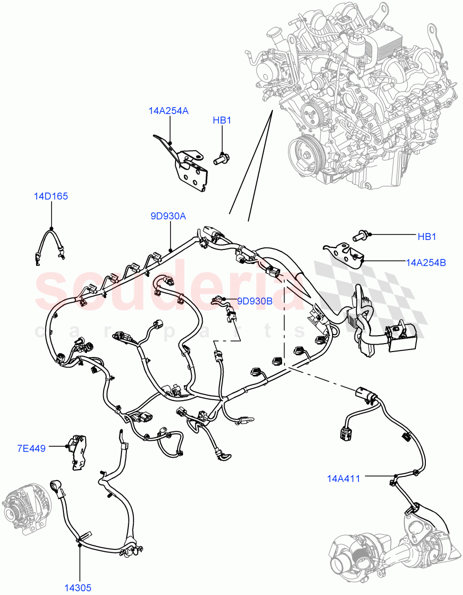 Electrical Wiring - Engine And Dash (4.4L DOHC DITC V8 Diesel) of Land Rover Land Rover Range Rover Sport (2014+) [3.0 DOHC GDI SC V6 Petrol]