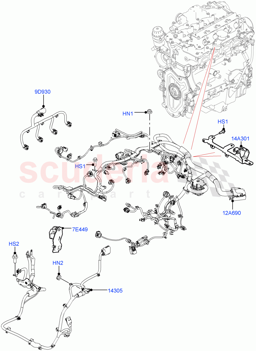 Electrical Wiring - Engine And Dash (2.0L AJ200P Hi PHEV) ((V) FROMJA000001) of Land Rover Land Rover Range Rover Sport (2014+) [3.0 DOHC GDI SC V6 Petrol]