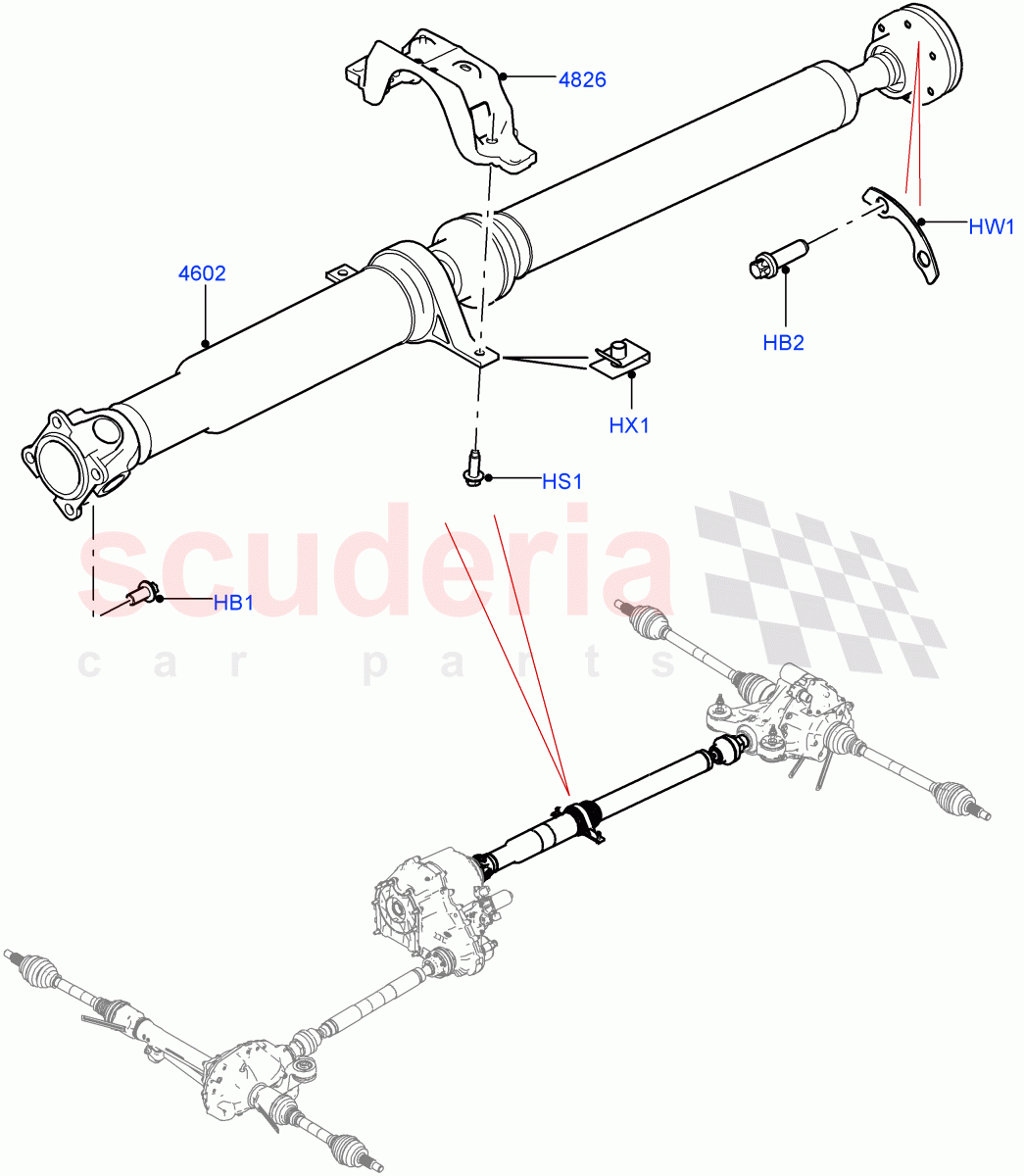 Drive Shaft - Rear Axle Drive (Solihull Plant Build, Propshaft) ((V) FROMHA000001) of Land Rover Land Rover Discovery 5 (2017+) [3.0 DOHC GDI SC V6 Petrol]