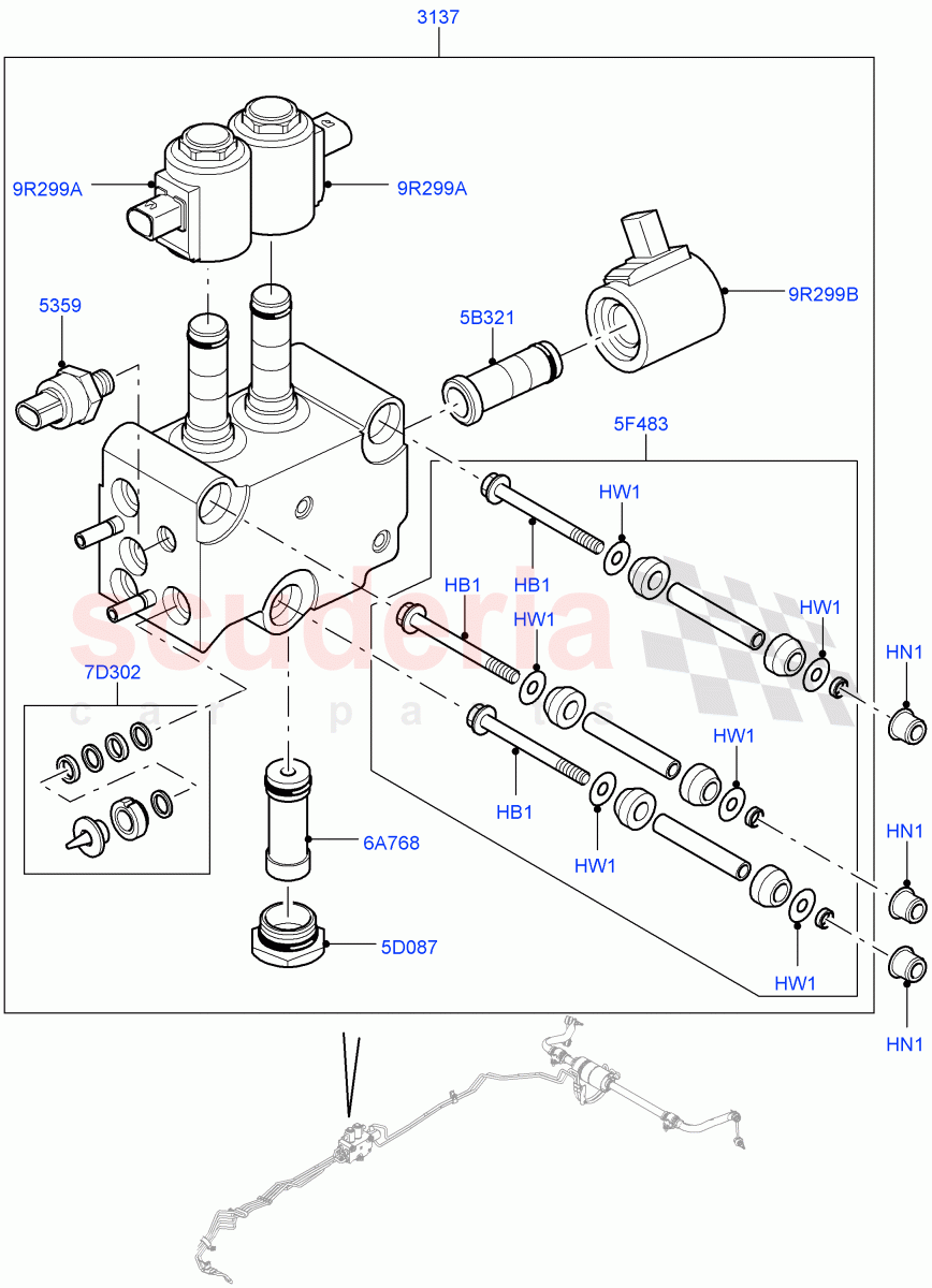 Active Anti-Roll Bar System (Valve Block) (With Roll Stability Control) ((V) TO9A999999) of Land Rover Land Rover Range Rover Sport (2005-2009) [4.4 AJ Petrol V8]