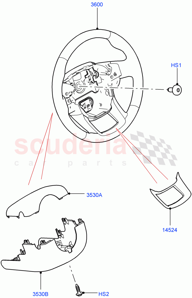 Steering Wheel ((V) TOLA999999) of Land Rover Land Rover Range Rover Velar (2017+) [3.0 DOHC GDI SC V6 Petrol]
