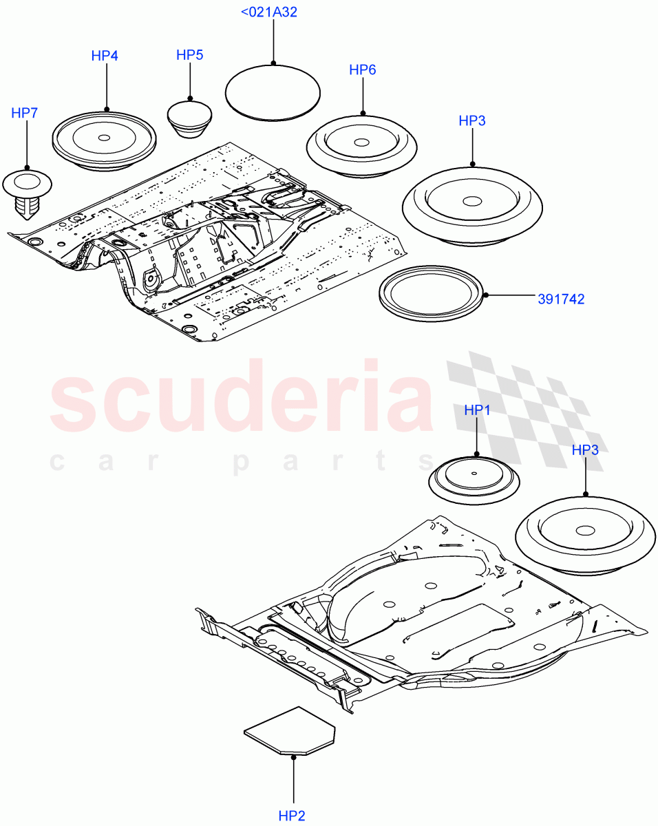 Plugs - Floor Pan ((V) FROMAA000001) of Land Rover Land Rover Range Rover (2010-2012) [5.0 OHC SGDI NA V8 Petrol]
