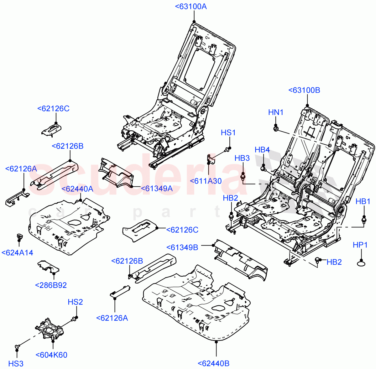 Rear Seat Base (60/40 Load Through With Slide) of Land Rover Land Rover Range Rover (2022+) [4.4 V8 Turbo Petrol NC10]