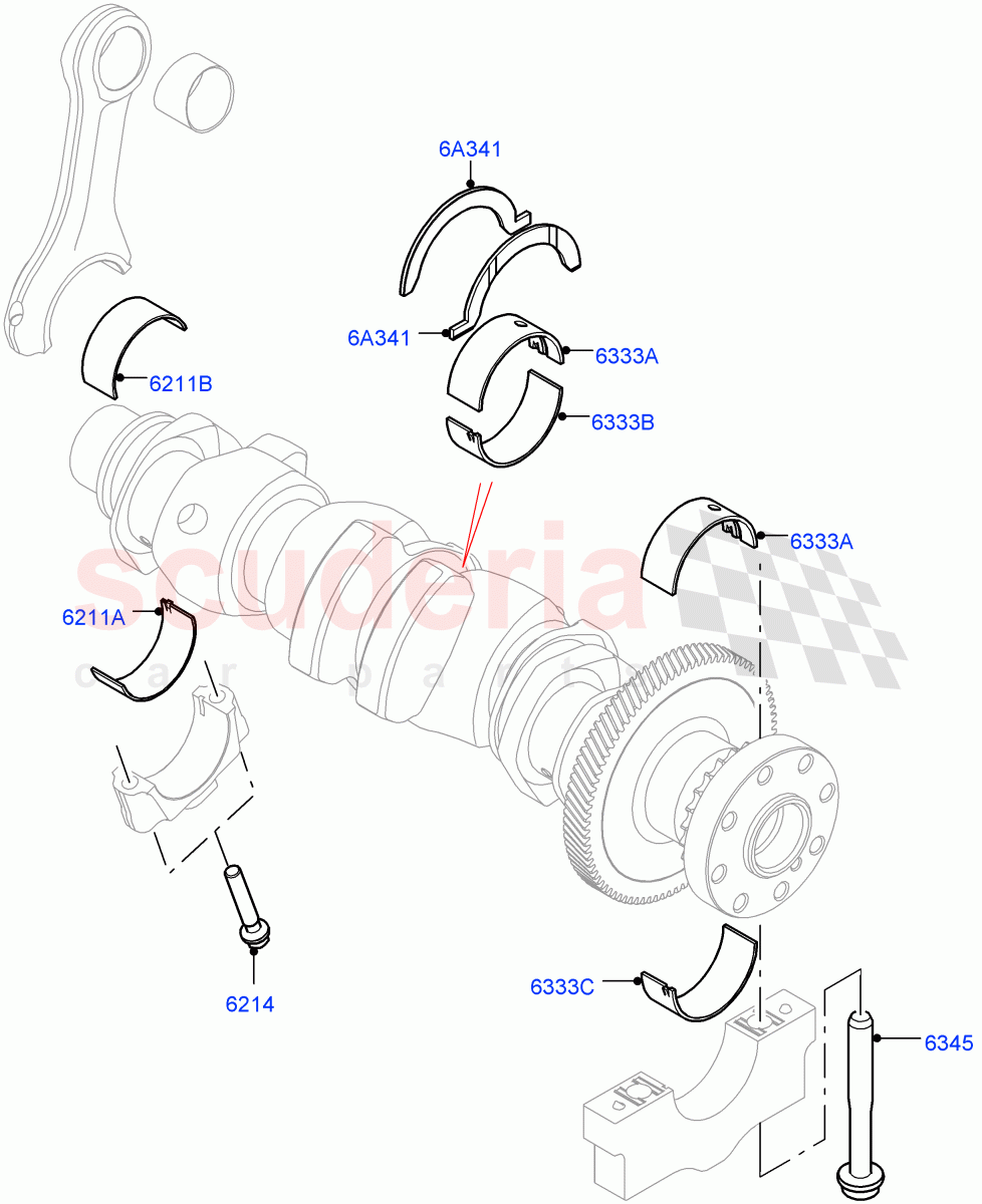 Crankshaft/Pistons And Bearings (2.0L AJ20P4 Petrol Mid PTA, Changsu (China)) of Land Rover Land Rover Discovery Sport (2015+) [2.0 Turbo Petrol AJ200P]