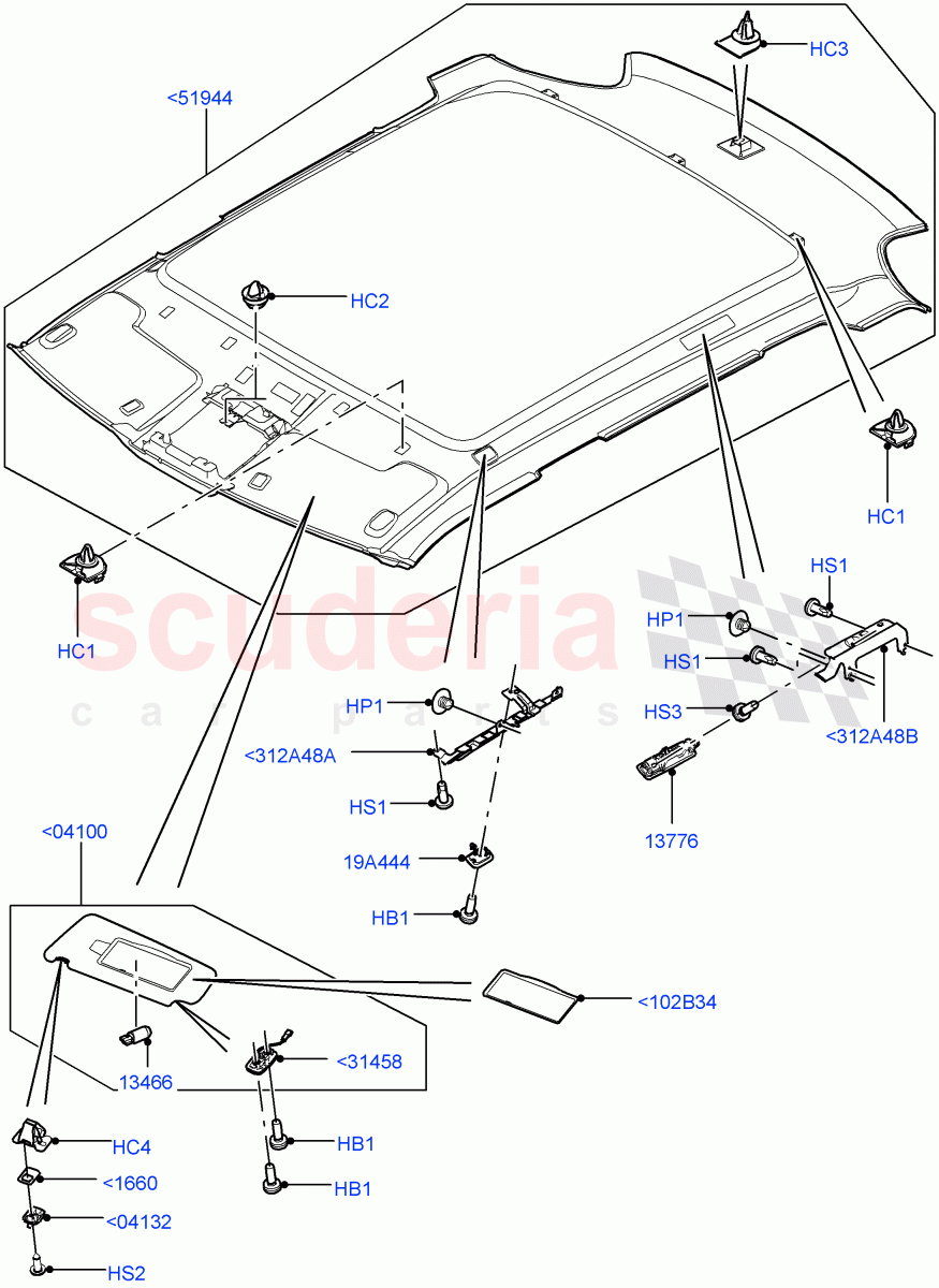 Headlining And Sun Visors (Itatiaia (Brazil)) ((V) FROMGT000001) of Land Rover Land Rover Range Rover Evoque (2012-2018) [2.0 Turbo Diesel]