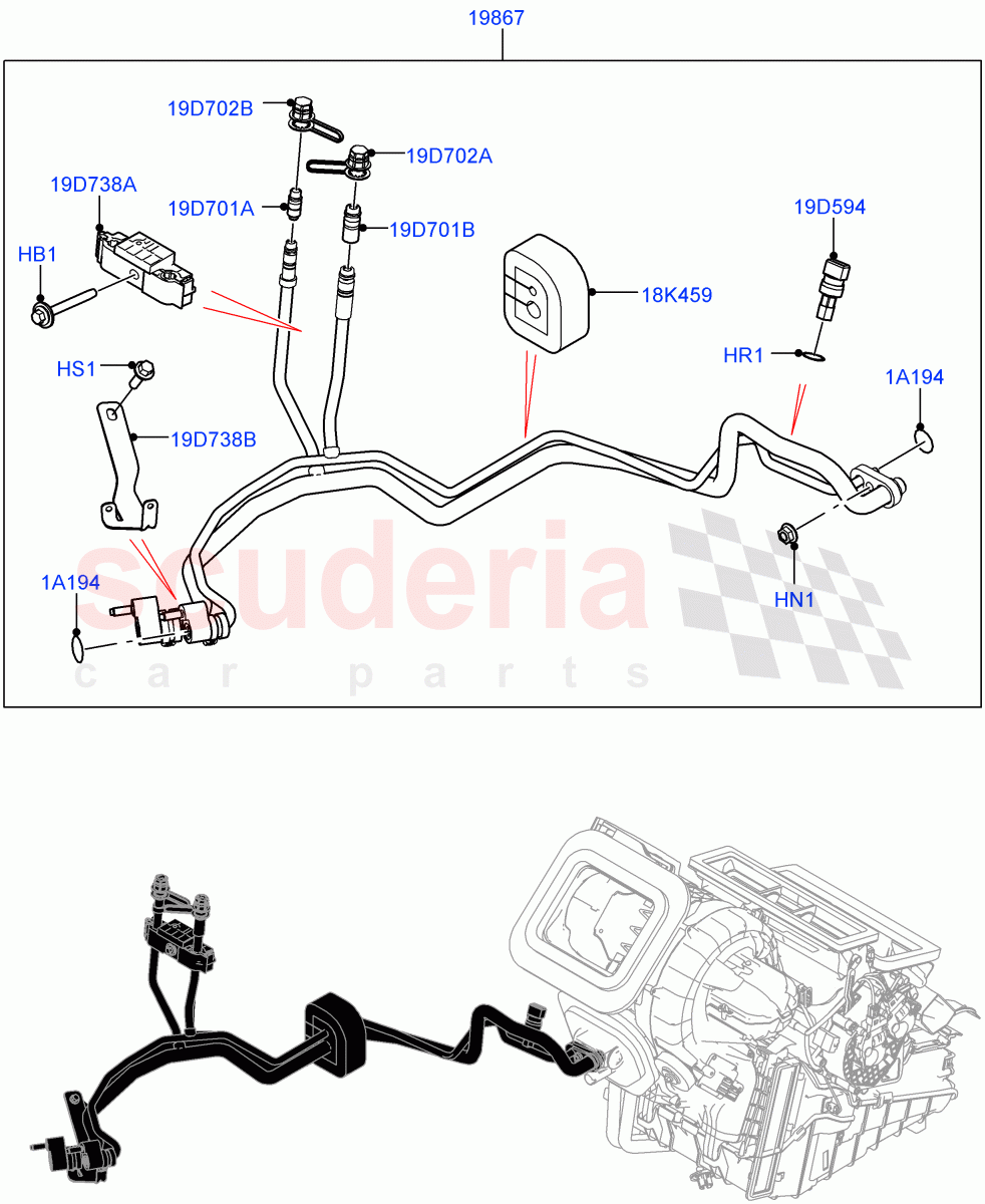 Air Conditioning System (Changsu (China), Air Conditioning Refrigerant-R134A) ((V) TOMG575834) of Land Rover Land Rover Range Rover Evoque (2019+) [2.0 Turbo Petrol AJ200P]