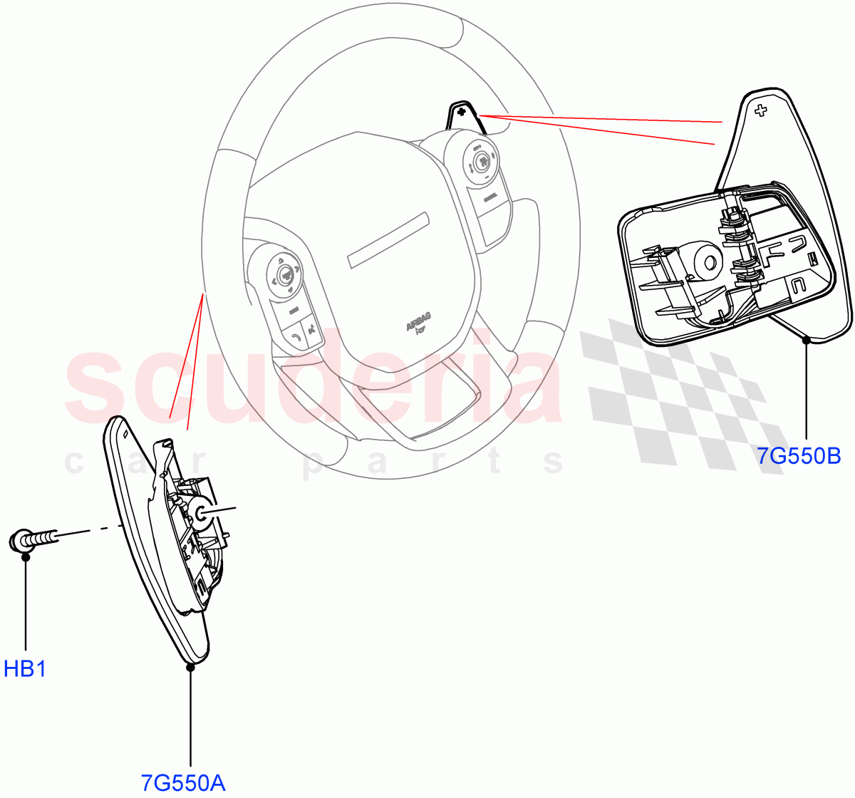 Gear Change-Automatic Transmission (1.5L AJ20P3 Petrol High PHEV, 8 Speed Automatic Trans 8G30, Halewood (UK), Paddle Shift, 1.5L AJ20P3 Petrol High) ((V) FROMLH000001) of Land Rover Land Rover Range Rover Evoque (2019+) [2.0 Turbo Petrol AJ200P]