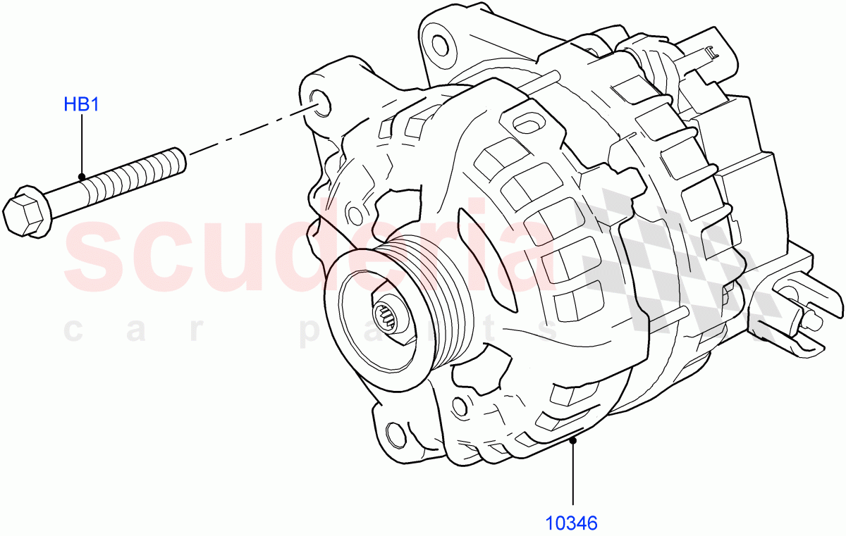 Alternator And Mountings (Solihull Plant Build) (2.0L I4 DSL MID DOHC AJ200, 2.0L I4 High DOHC AJ200 Petrol, 2.0L I4 DSL HIGH DOHC AJ200) ((V) FROMHA000001) of Land Rover Land Rover Discovery 5 (2017+) [2.0 Turbo Diesel]