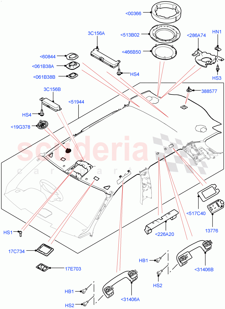 Headlining And Sun Visors (Less Panorama Roof, Halewood (UK)) of Land Rover Land Rover Discovery Sport (2015+) [2.0 Turbo Petrol GTDI]