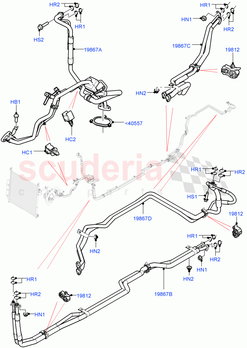 Air Conditioning Condensr/Compressr (Front / Rear, Solihull Plant Build) (With Air Conditioning - Front/Rear) ((V) FROMHA000001, (V) TOJA999999) of Land Rover Land Rover Discovery 5 (2017+) [3.0 DOHC GDI SC V6 Petrol]