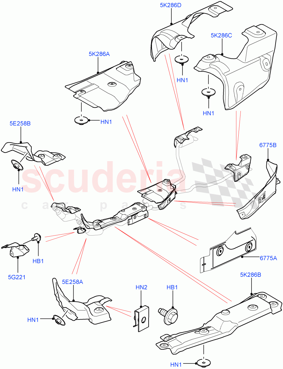 Heat Shields - Exhaust System (5.0L OHC SGDI NA V8 Petrol - AJ133) ((V) FROMAA000001) of Land Rover Land Rover Discovery 4 (2010-2016) [5.0 OHC SGDI NA V8 Petrol]