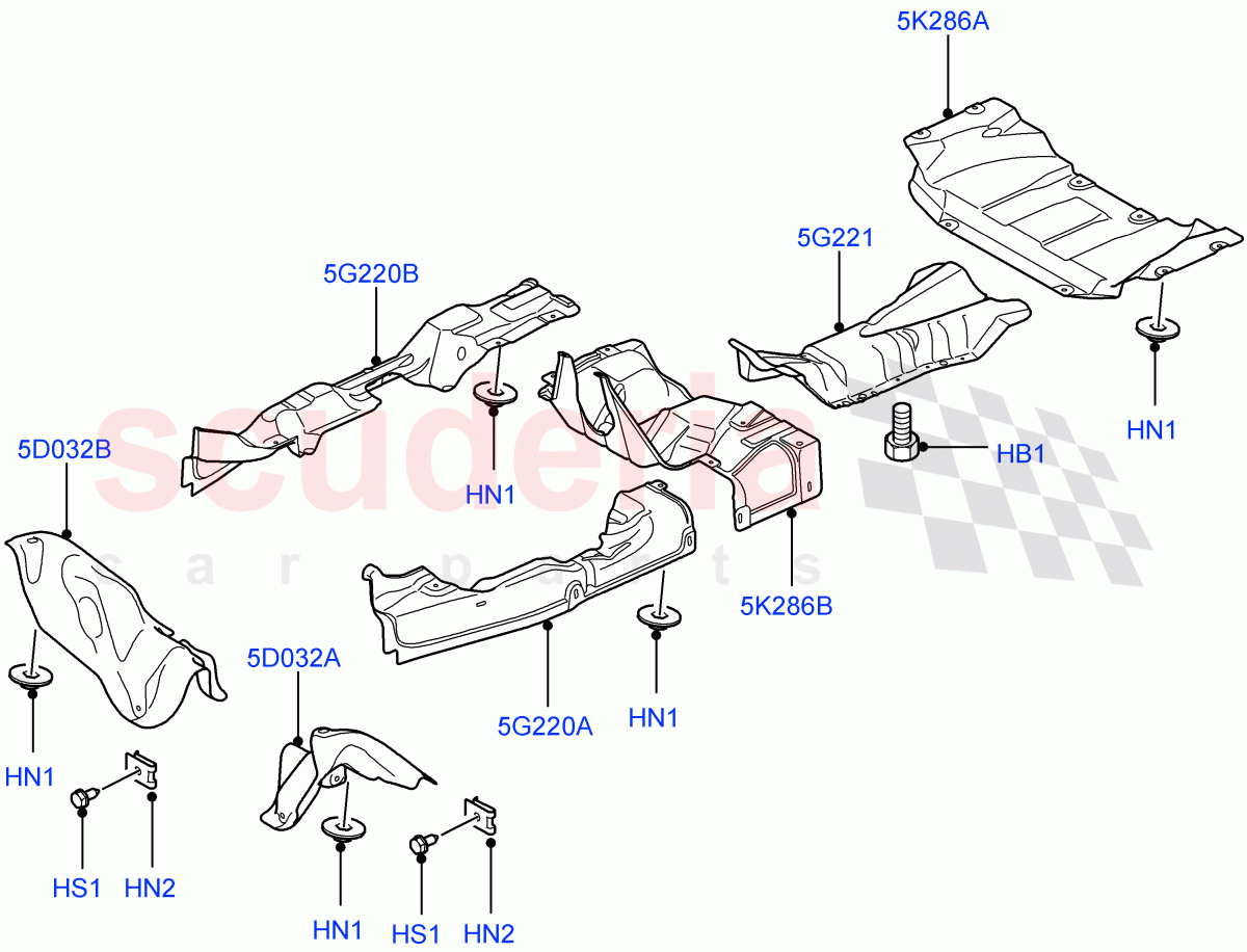 Heat Shields - Exhaust System (5.0L OHC SGDI SC V8 Petrol - AJ133) ((V) FROMAA000001) of Land Rover Land Rover Range Rover (2010-2012) [5.0 OHC SGDI SC V8 Petrol]