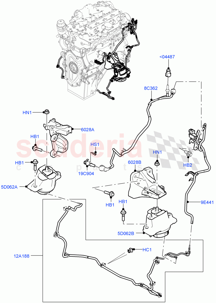 Engine Mounting (2.0L I4 Mid DOHC AJ200 Petrol) ((V) FROMMA000001) of Land Rover Land Rover Range Rover Velar (2017+) [3.0 Diesel 24V DOHC TC]