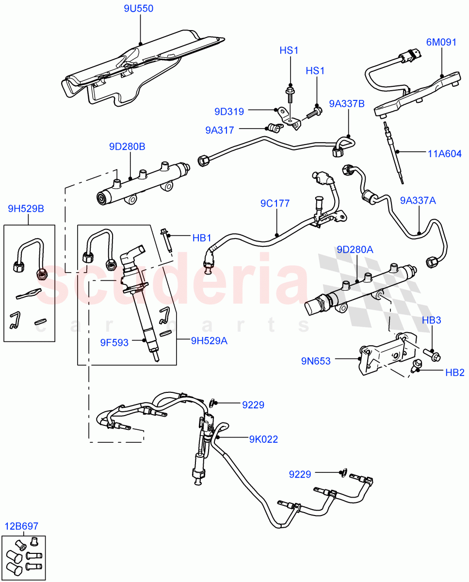 Fuel Injectors And Pipes (Lion Diesel 2.7 V6 (140KW)) ((V) FROMAA000001) of Land Rover Land Rover Discovery 4 (2010-2016) [2.7 Diesel V6]