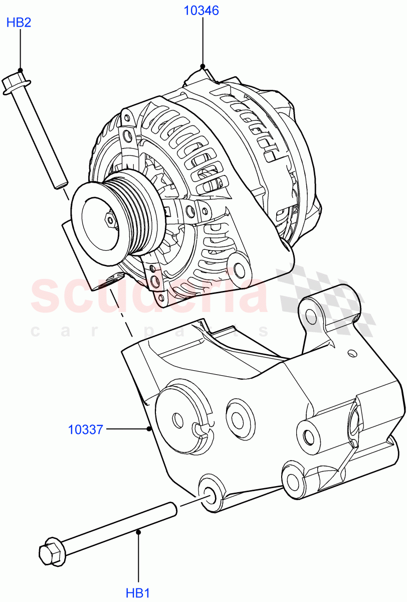 Alternator And Mountings (Cologne V6 4.0 EFI (SOHC)) ((V) FROMAA000001) of Land Rover Land Rover Discovery 4 (2010-2016) [5.0 OHC SGDI NA V8 Petrol]