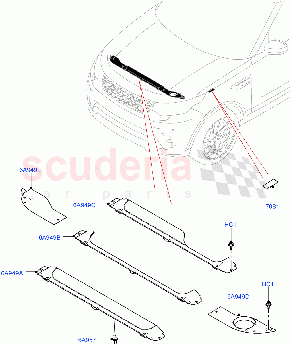 Engine Compartment - Covers (Solihull Plant Build) ((V) FROMHA000001, (V) TOJA077749) of Land Rover Land Rover Discovery 5 (2017+) [3.0 Diesel 24V DOHC TC]