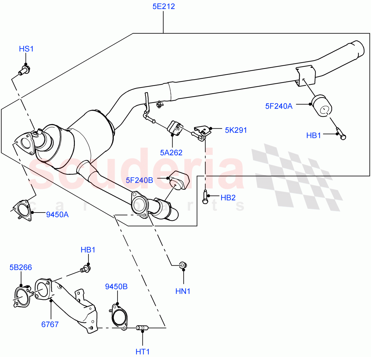 Exhaust System (Front) (4.4L DOHC DITC V8 Diesel, Euro Stage 4 Emissions) ((V) FROMGA000001) of Land Rover Land Rover Range Rover (2012-2021) [4.4 DOHC Diesel V8 DITC]