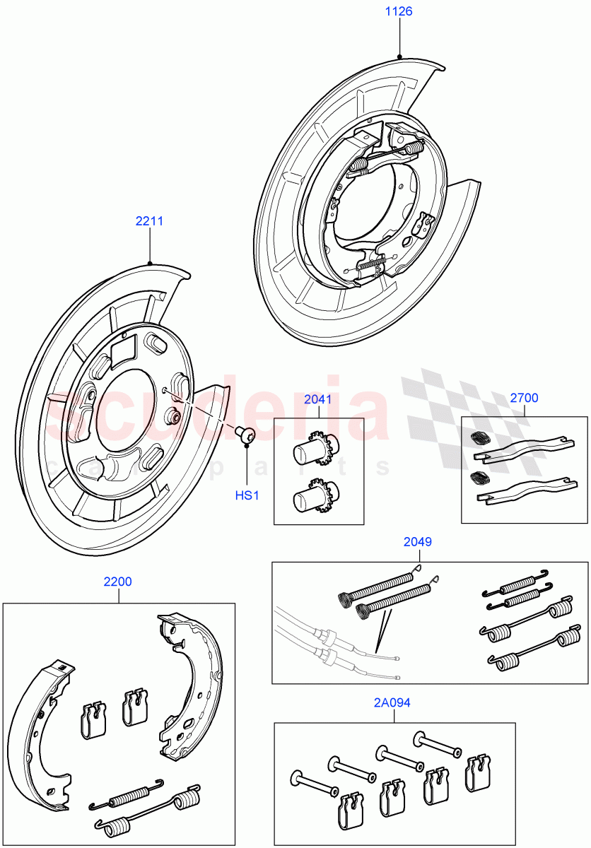 Parking Brake (Brake Shoes) ((V) FROMAA000001, (V) TOBA701291) of Land Rover Land Rover Range Rover Sport (2010-2013) [5.0 OHC SGDI SC V8 Petrol]