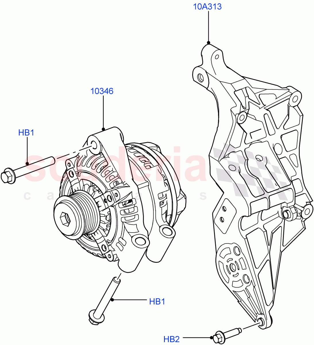 Alternator And Mountings (3.0L 24V DOHC V6 TC Diesel) ((V) FROMAA000001) of Land Rover Land Rover Range Rover Sport (2010-2013) [5.0 OHC SGDI SC V8 Petrol]