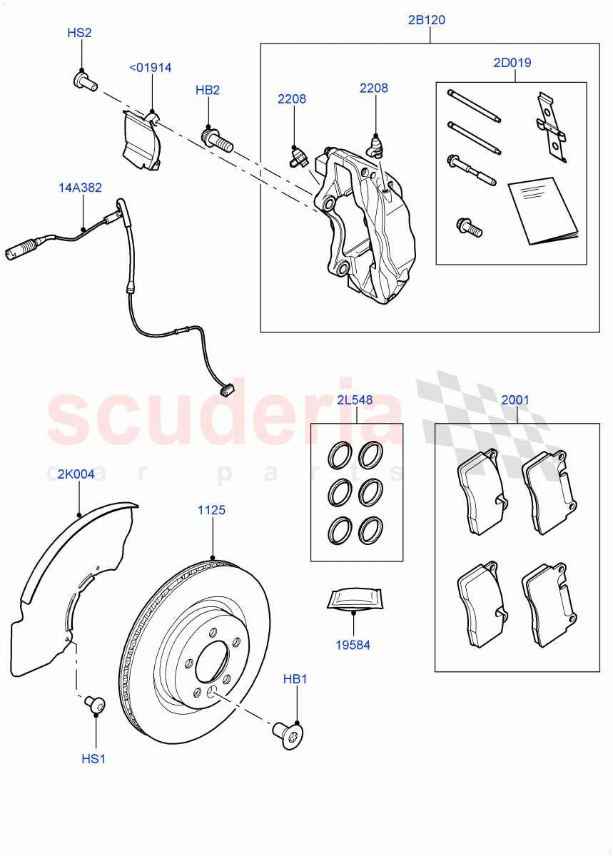 Front Brake Discs And Calipers (3.0L DOHC GDI SC V6 PETROL, Engine Power Source - 380PS/450NM) ((V) FROMGA600000, (V) TOGA652128) of Land Rover Land Rover Range Rover Sport (2014+) [5.0 OHC SGDI SC V8 Petrol]