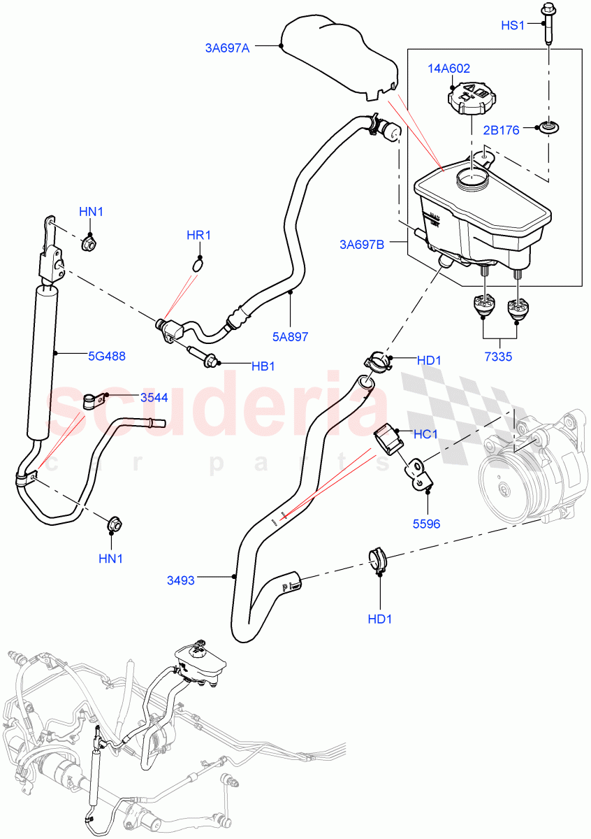 Active Anti-Roll Bar System (Cooler, Reservoir) (5.0L P AJ133 DOHC CDA S/C Enhanced, 5.0L OHC SGDI SC V8 Petrol - AJ133, 5.0 Petrol AJ133 DOHC CDA) of Land Rover Land Rover Range Rover Sport (2014+) [3.0 I6 Turbo Petrol AJ20P6]