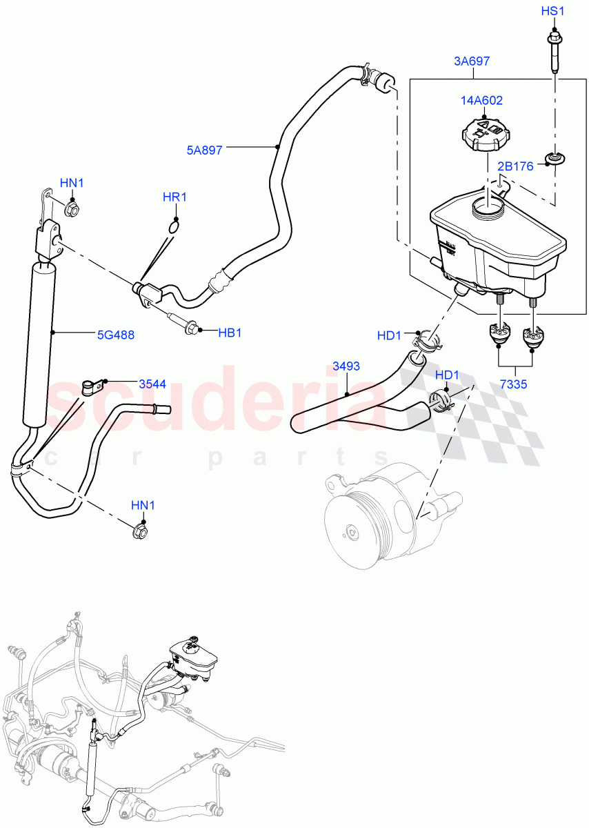 Active Anti-Roll Bar System (Reservoir, Cooler) (3.0 V6 Diesel, Electronic Air Suspension With ACE, Sport Suspension w/ARC) ((V) FROMKA000001) of Land Rover Land Rover Range Rover Sport (2014+) [3.0 I6 Turbo Petrol AJ20P6]