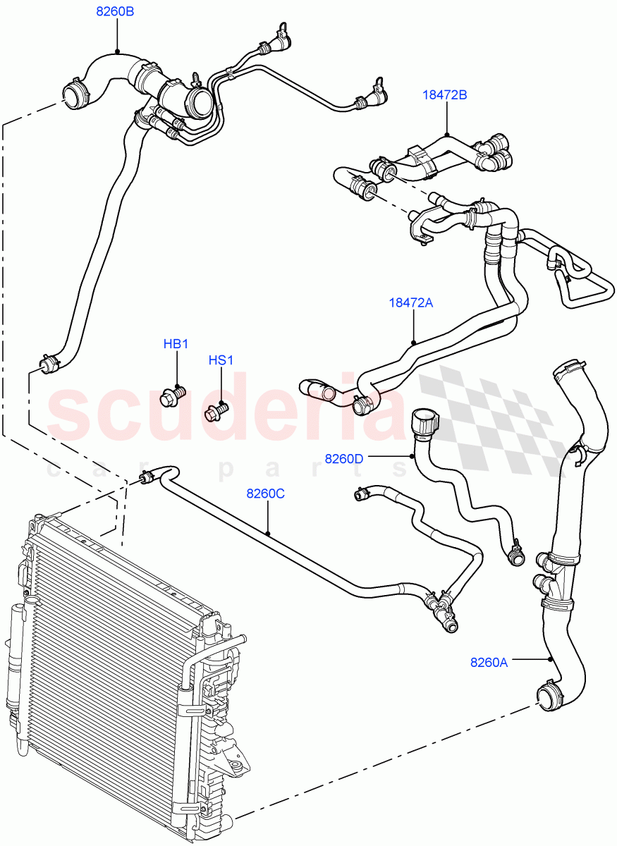 Cooling System Pipes And Hoses (AJ Petrol 4.2 V8 Supercharged) of Land Rover Land Rover Range Rover Sport (2005-2009) [4.2 Petrol V8 Supercharged]