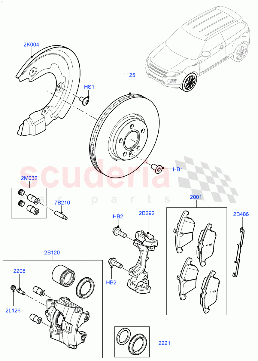 Front Brake Discs And Calipers (Changsu (China)) ((V) FROMEG000001, (V) TOGG134737) of Land Rover Land Rover Range Rover Evoque (2012-2018) [2.0 Turbo Diesel]