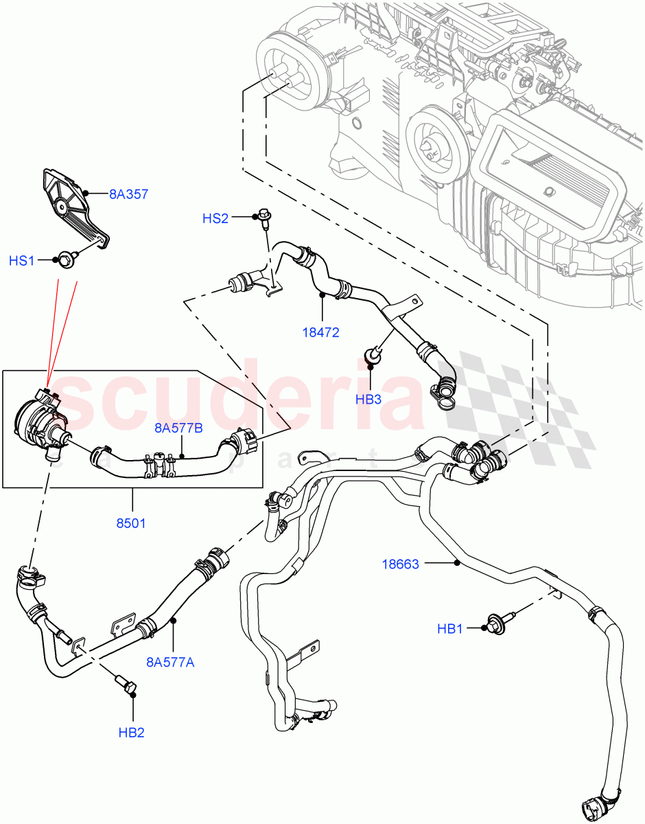 Heater Hoses (3.0L AJ20P6 Petrol High, Less Heater, Premium Air Conditioning-Front/Rear, With Ptc Heater) ((V) FROMP2000001) of Land Rover Land Rover Defender (2020+) [2.0 Turbo Petrol AJ200P]