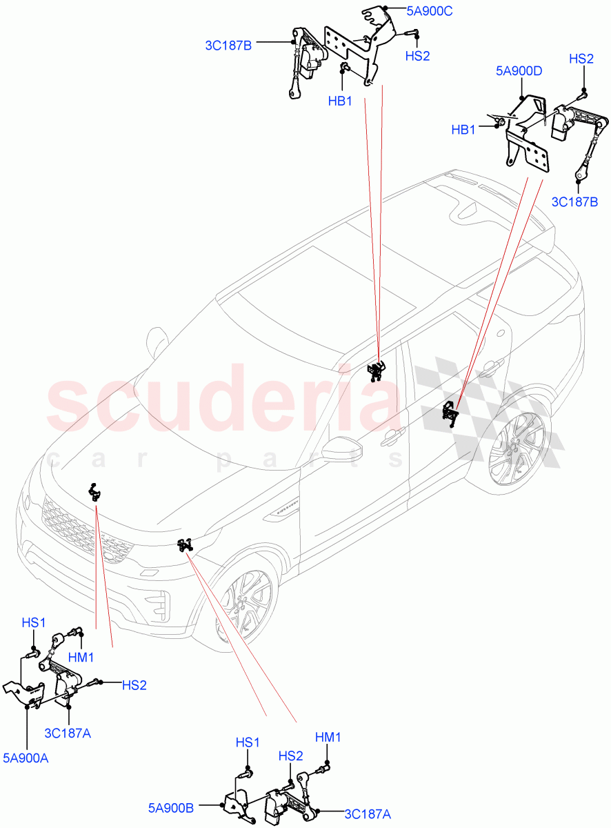 Air Suspension Controls/Electrics (Solihull Plant Build) ((V) FROMHA000001) of Land Rover Land Rover Discovery 5 (2017+) [3.0 Diesel 24V DOHC TC]