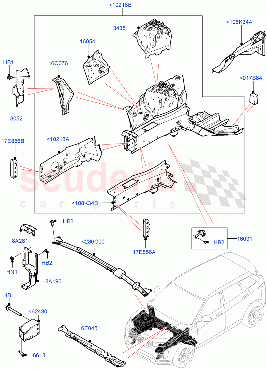 Front Panels, Aprons & Side Members (Reinforcement - Member) (Halewood (UK)) of Land Rover Land Rover Range Rover Evoque (2019+) [2.0 Turbo Diesel AJ21D4]