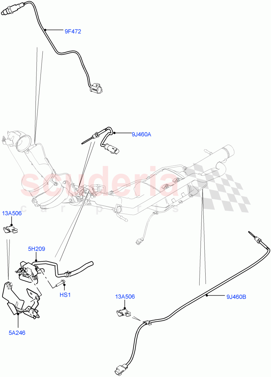 Exhaust System (Sensors) (2.0L I4 DSL MID DOHC AJ200, Proconve L6 Emissions, Stage V Plus DPF, 2.0L I4 DSL HIGH DOHC AJ200, DPF + DE-SOX) ((V) FROMGH000001) of Land Rover Land Rover Range Rover Evoque (2012-2018) [2.0 Turbo Diesel]