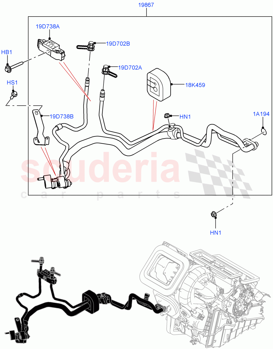 Air Conditioning System (Halewood (UK), Air Con Refrigerant-HF01234YF, Electric Engine Battery-PHEV) ((V) FROMLH000001, (V) TOLH999999) of Land Rover Land Rover Discovery Sport (2015+) [1.5 I3 Turbo Petrol AJ20P3]