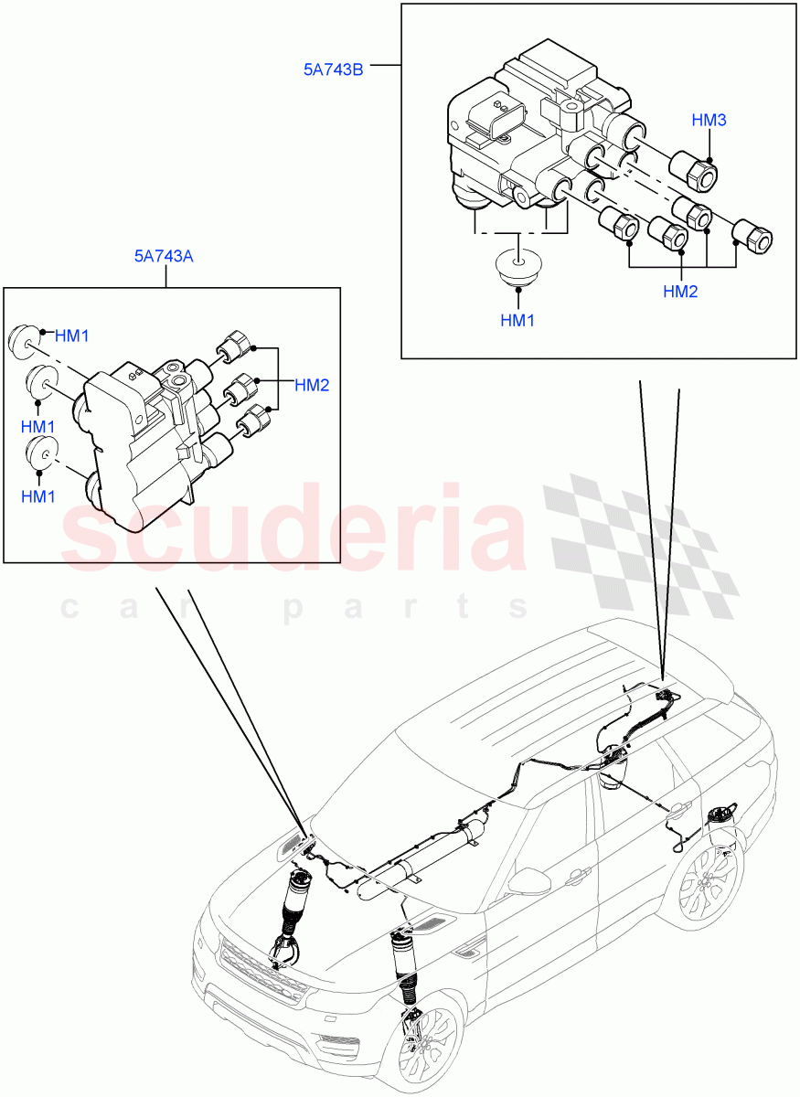 Air Suspension Compressor And Lines (Valve Assembly) (With Four Corner Air Suspension, Sport Suspension w/ARC, Electronic Air Suspension With ACE, With Performance Suspension) of Land Rover Land Rover Range Rover Sport (2014+) [3.0 Diesel 24V DOHC TC]
