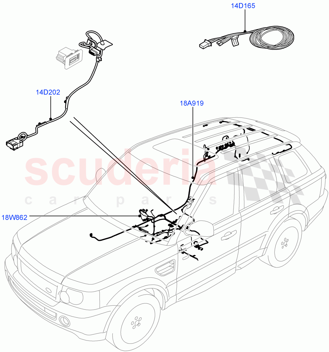 Electrical Wiring - Body And Rear (Audio/Navigation/Entertainment) ((V) FROMBA000001, (V) TOBA999999) of Land Rover Land Rover Range Rover Sport (2010-2013) [3.6 V8 32V DOHC EFI Diesel]