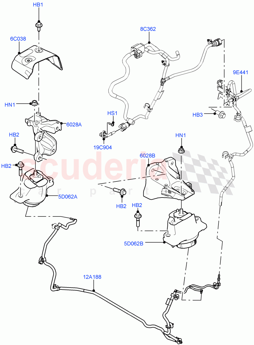Engine Mounting (2.0L AJ21D4 Diesel Mid) ((V) FROMMA000001) of Land Rover Land Rover Range Rover Velar (2017+) [2.0 Turbo Petrol AJ200P]