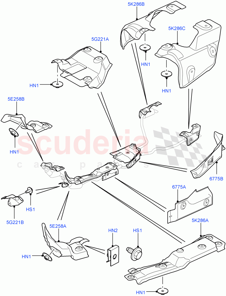 Heat Shields - Exhaust System (5.0L OHC SGDI SC V8 Petrol - AJ133) ((V) FROMAA000001) of Land Rover Land Rover Range Rover Sport (2010-2013) [5.0 OHC SGDI SC V8 Petrol]