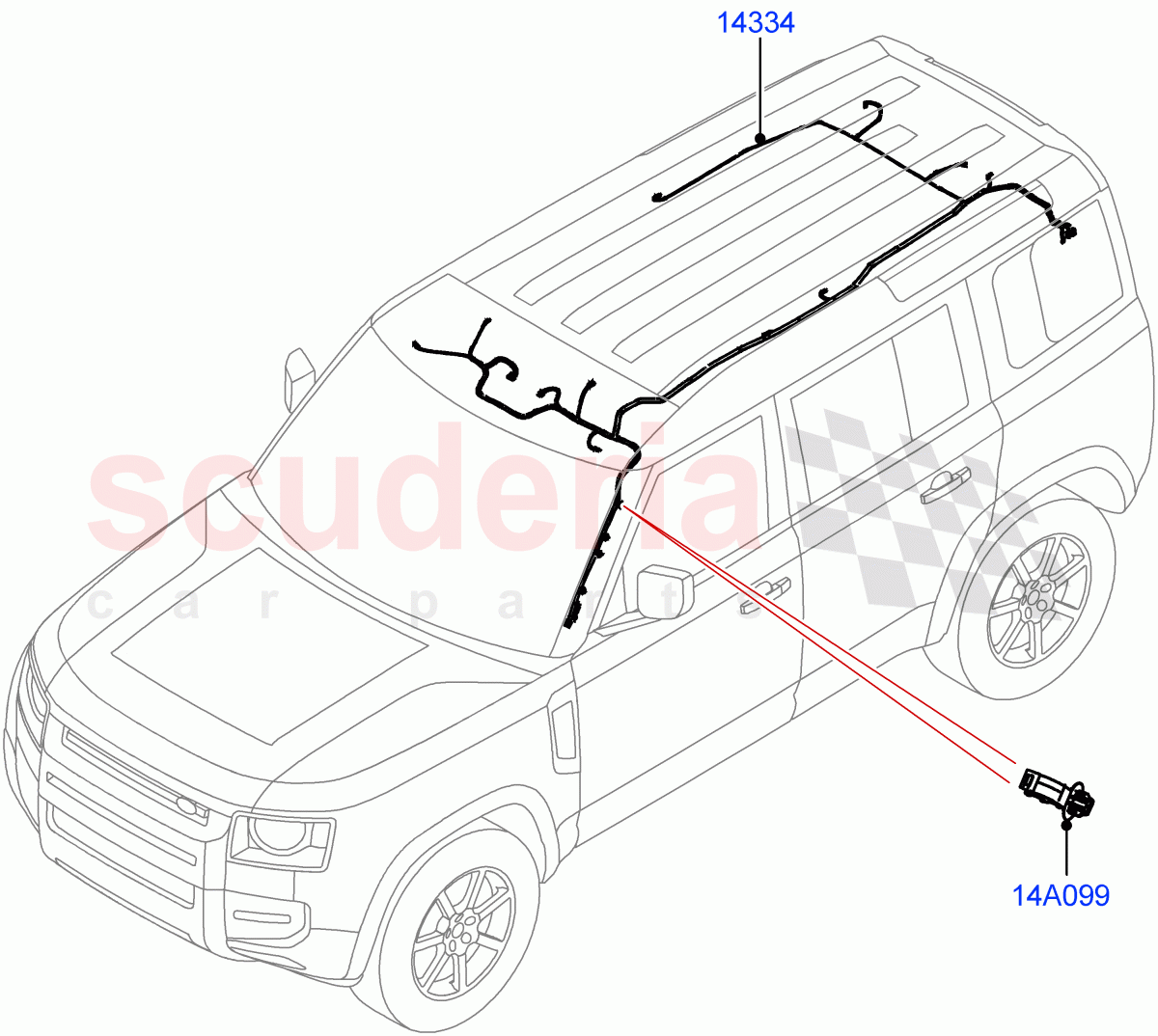 Electrical Wiring - Body And Rear (Roof) ((V) TON2999999) of Land Rover Land Rover Defender (2020+) [3.0 I6 Turbo Petrol AJ20P6]