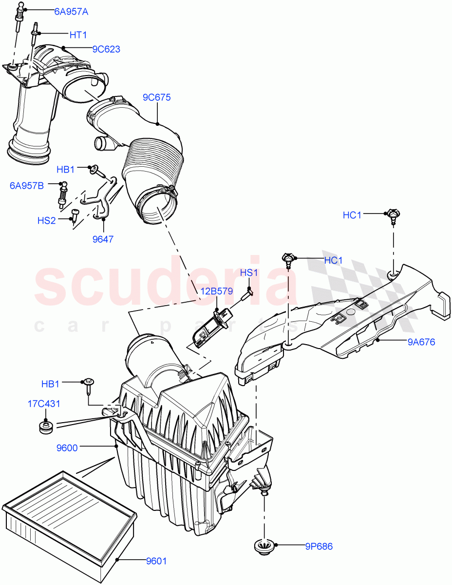 Air Cleaner (2.0L 16V TIVCT T/C 240PS Petrol, Itatiaia (Brazil)) ((V) FROMGT000001) of Land Rover Land Rover Discovery Sport (2015+) [2.0 Turbo Petrol GTDI]