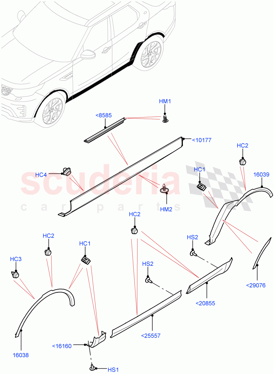 Body Mouldings (Nitra Plant Build) ((V) FROMK2000001) of Land Rover Land Rover Discovery 5 (2017+) [3.0 Diesel 24V DOHC TC]