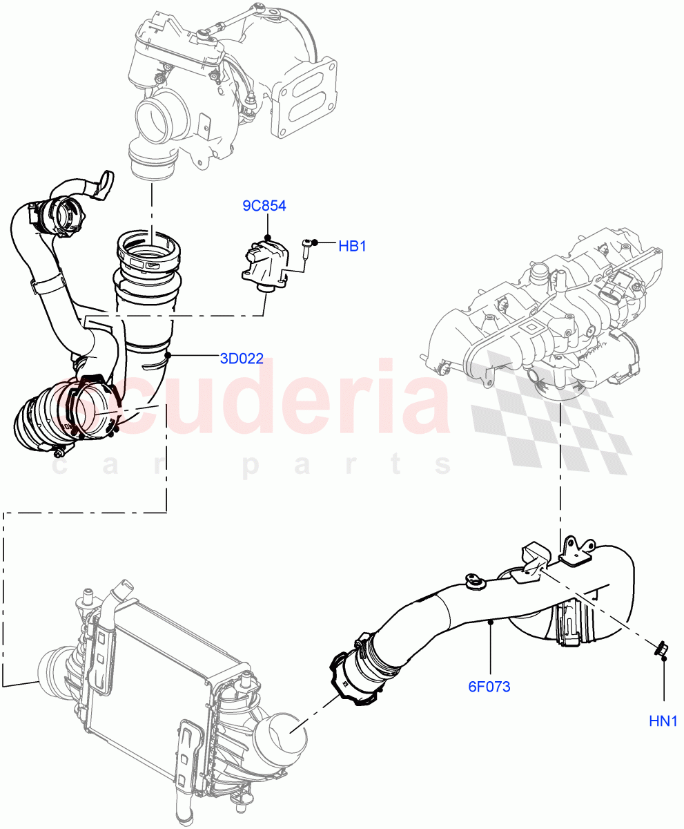 Intercooler/Air Ducts And Hoses (Air Ducts And Hoses) (2.0L AJ200P Hi PHEV) ((V) FROMMA000001) of Land Rover Land Rover Range Rover Velar (2017+) [2.0 Turbo Petrol AJ200P]